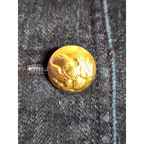 Y2K Ralph Lauren Denim Co Military Button Trencher Coat Women’s Size Large - Picture 4 of 8